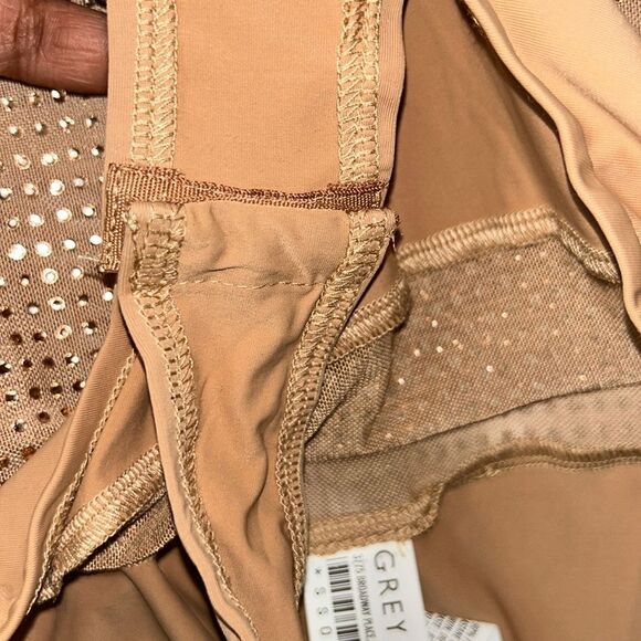 Grey Lab Embellished Tan Turtleneck Mesh Bodysuit(Size Medium) - Picture 10 of 10